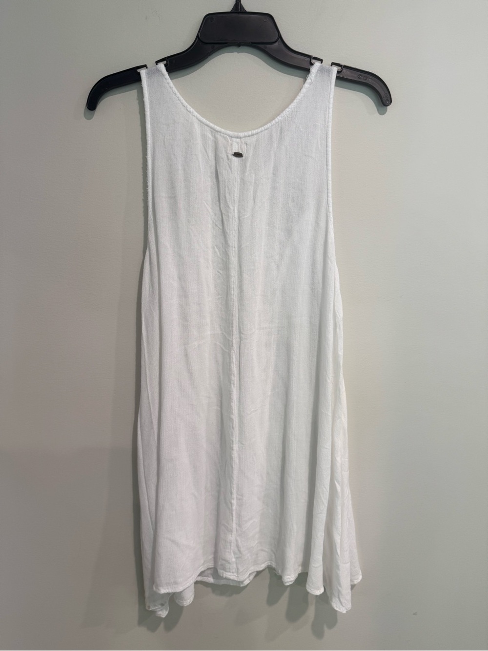 O'Neill Beachy Crochet-Panel White Tank Top with Scoop Neck Coverup Dress Med - Picture 2 of 3